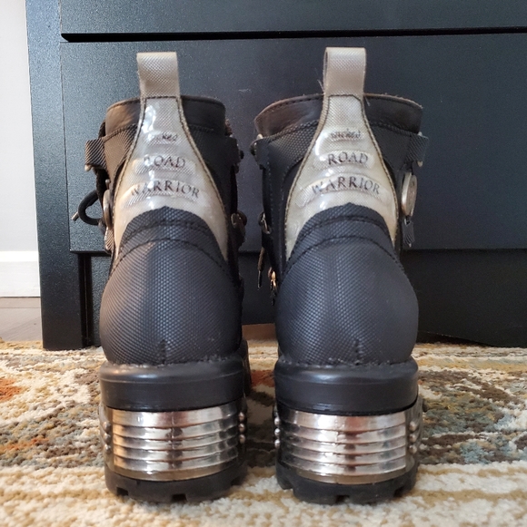 WICKED ROAD WARRIOR Leather Biker Moto Platform Combat Boots 8.5 - Picture 4 of 11